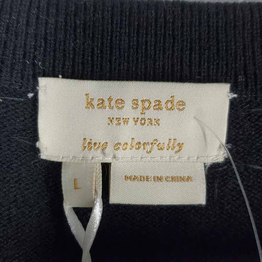 Kate Spade Black Embellished Paulina Cardigan Wool Cashmere Blend Sweater - Picture 8 of 11